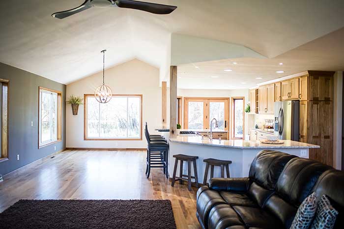 Traditional kitchen with open area