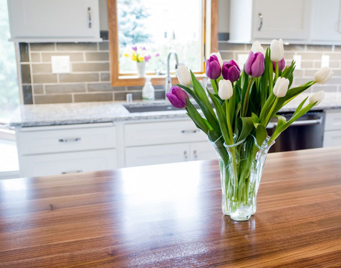 tulips on counter