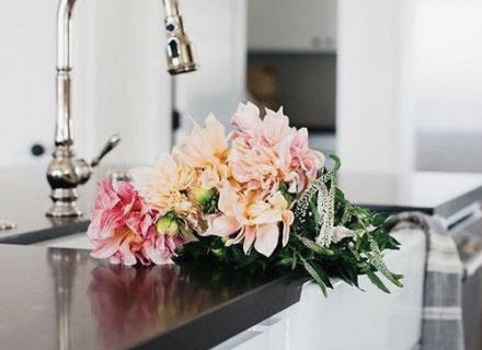 Flower bouquet on the cabinet